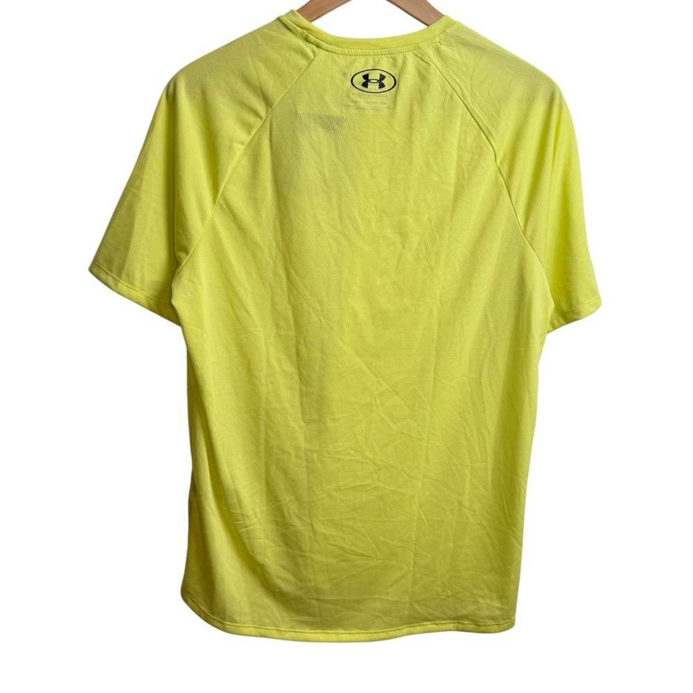Under Armour Mens Tech Tee M Yellow Active Gym Shirt Neon Wicking Running Sporty - Picture 6 of 7